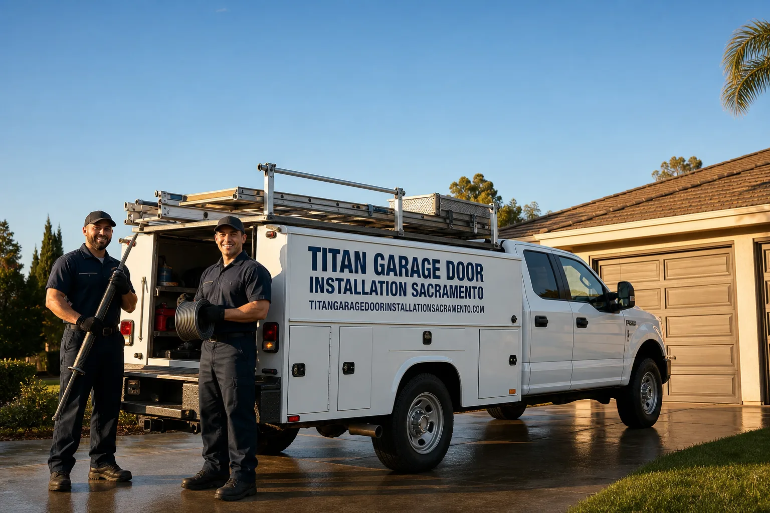 Titan Garage Door Installation Sacramento service vehicle and crew in Sacramento, CA